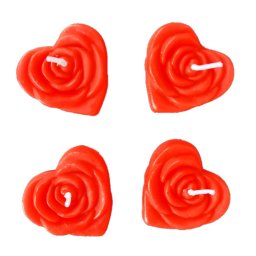 Set 4 lumanari inima rosie 3.5 cm