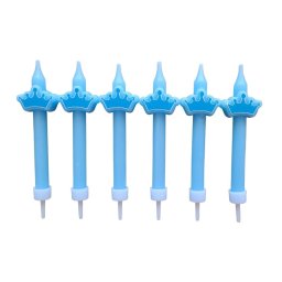Set 6 lumanari albastre cu coroana 8 cm