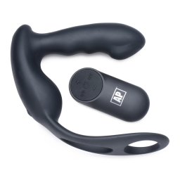 Alpha-Pro 7X P-STRAP Milker Vibrating Prostate Stim with Cock & Ball Harness