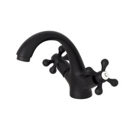 Baterie pentru lavoar baie ,Stilo retro, dublacomanda, negru mat