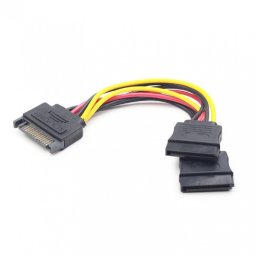 Cablu alimentare SATA la 2 x SATA 0.15m, Gembird CC-SATAM2F-01