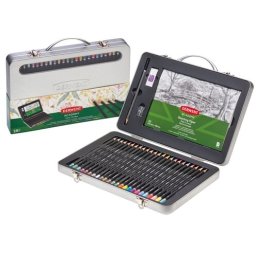 Set complet pentru desen, cutie metalica, 28 buc/set, culori metalice, pastel si neon Derwent Academy