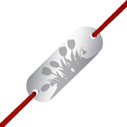 Martisor Bratara Inox Placuta Argintie Camp cu lalele