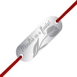 Martisor Bratara Inox Placuta Argintie Mandra Floare