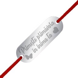 Martisor Bratara Inox Placuta Argintie Primavara in Inima Ta