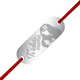Martisor Bratara Inox Placuta Argintie Te Iubesc Mama