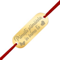 Martisor Bratara Inox Placuta Aurie Primavara in Inima Ta
