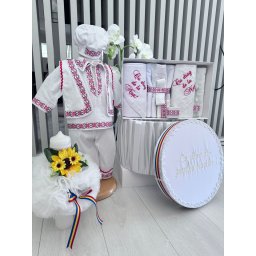 Set Traditional Botez - Costumas+Trusou+Cutie+Lumanare Baiat Adan