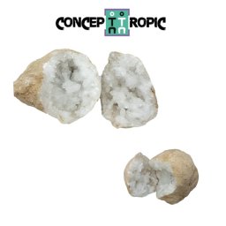 Geoda de Cuart Alb Natural 101 x 92 x 70 mm - ( XXL ) - 1 Pereche