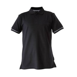 Tricou bumbac cu guler si nasturi / negru - m
