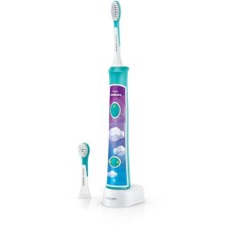 Periuta de dinti electrica HX6322/04, Conectivitate Bluetooth® cu aplicatie de consiliere, 2 capete, 8 etichete de personalizare, Alb/Albastru