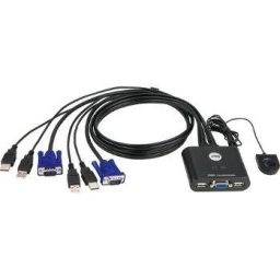 Switch KVM Switch KVM cu cablu USB VGA cu 2 porturi ATEN cu selector de porturi la distanță
