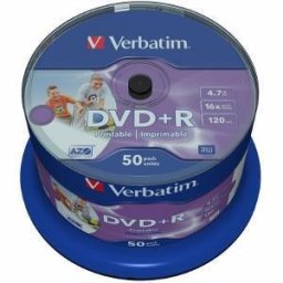 Verbatim DVD+R[ 4.7GB, 16x, spindle, Wide Photo printabil, 50 bucati ]
