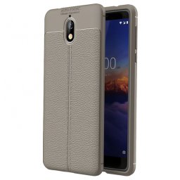 Husa Husa slim AUTOFOCUS pentru Nokia 3.1 din silicon TPU cu model piele, gri