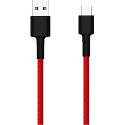 Cablu date incarcare SJV4110GL impletit USB Type-C 1 m Rosu