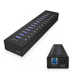 IcyBox 13 Port USB 3.0 Hub with USB charge port, Black