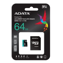 Card memorie Premier Pro 64GB, Class 10, UHS-I U3, V30, A2 + Adaptor SD