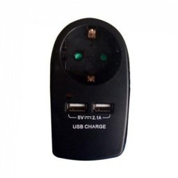 ADAPTOR PRIZA 16A 3680W + 2USB 2.1A, NEGRU