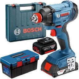 Masina de insurubat cu impact cu 2 acumulatori, Bosch - GDR 180-LI,18 V, 3 Ah, 160 Nm, M6-M14, turatie reglabila, led iluminare, valiza plastic, accesorii