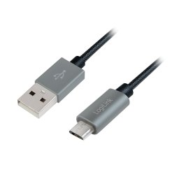 LOGILINK - Sync & charging cable, USB to Micro USB male, grey