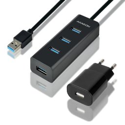 4x USB3.0 Charging Hub 1.2m Cable, MicroUSB Charging, Incl. AC Adapter