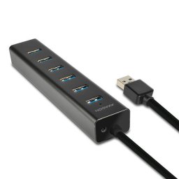 7x USB3.0 ALU Charging Hub Incl. AC Adapter, Black
