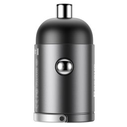 Mini incarcator auto USB, QC 3.0, 30 W, Gri