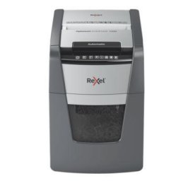Distrugator documente OPTIMUM 100M, P5, micro-cut (particule), 100 coli, cos 34l, negru-gri