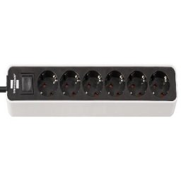 Prelungitor "Ecolor" Multi Socket, 6 sockets, 2-pole switch, 1.5m, white/black