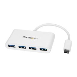 4 Port USB C Hub with 4x USB-A Ports (USB 3.0 SuperSpeed 5Gbps) - USB Bus Powered - Portable/Laptop USB-C to USB-A Adapter Hub - USB 3.1 Gen 1/USB 3.2 Gen 1 Type-C Hub - White
