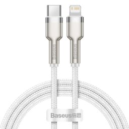 Cafule Metal, USB Type-C/Lightning, Power Delivery 20W, 1m, Alb