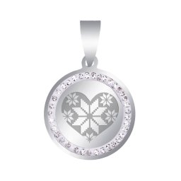 Martisor Pandantiv Inox Banut Pietre Argintiu Inima Motive Traditionale