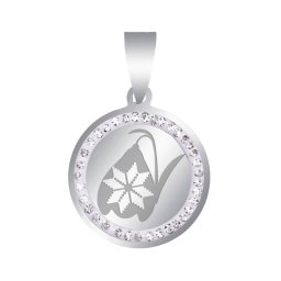 Martisor Pandantiv Inox Banut Pietre Argintiu Ghiocel Motive Traditionale