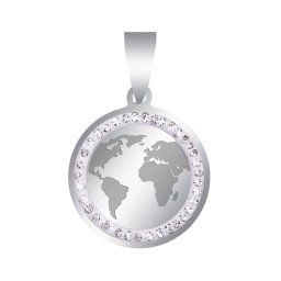 Martisor Pandantiv Inox Banut Pietre Argintiu Globul Pamantesc