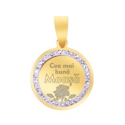 Martisor Pandantiv Inox Banut Pietre Buna Moasa Auriu