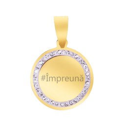 Martisor Pandantiv Inox Banut Pietre Impreuna Auriu