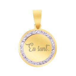 Martisor Pandantiv Inox Banut Pietre Eu Sunt Auriu