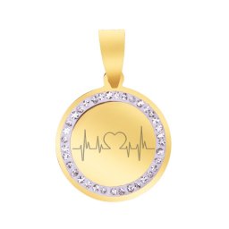 Martisor Pandantiv Inox Banut Pietre Ritm Cardiac Inima Auriu