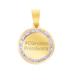 Martisor Pandantiv Inox Banut Pietre Daruiesc Primavara Auriu
