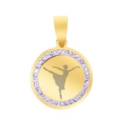 Martisor Pandantiv Inox Banut Pietre Auriu Balerina