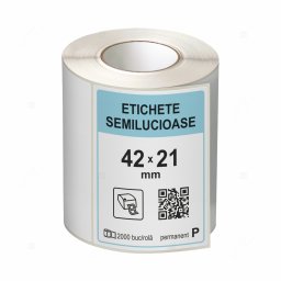 Rola etichete autoadezive semilucioase 42x21 mm, adeziv permanent, 2000 etichete rola