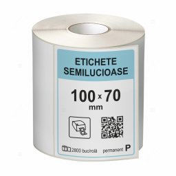 Rola etichete autoadezive semilucioase 100x70 mm, adeziv permanent, 2800 etichete rola