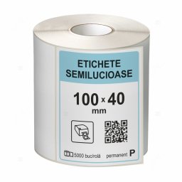 Rola etichete autoadezive semilucioase 100x40 mm, adeziv permanent, 5000 etichete rola