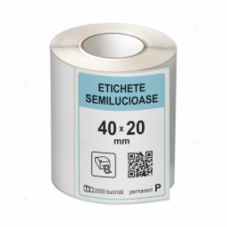 Rola etichete autoadezive semilucioase 40x20 mm, adeziv permanent, 2000 etichete rola