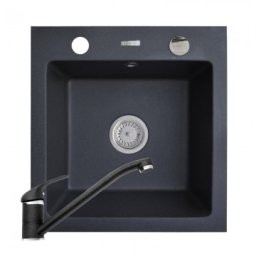 Set chiuveta granit ALYA 1B & baterie ASALIA - Negru