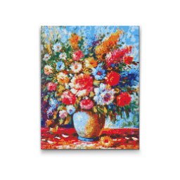 Set goblen cu diamante, cu sasiu, Buchet de vara, 40x50 cm