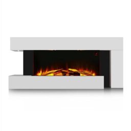 Semineu Electric Luxe Fire Elegance 3D, Studio Sound, Smart WIFI, 132 cm, 7 teme de culoare, Functie incalzire, Telecomanda, Timer, 1000W/ 2000W, alb