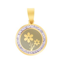 Martisor Pandantiv Inox Banut Pietre Floricele Auriu
