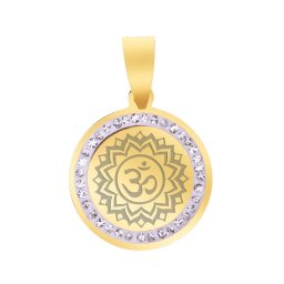 Martisor Pandantiv Inox Banut Pietre Chakra Coroanei Auriu