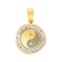 Martisor Pandantiv Inox Banut Pietre Yin Yang Auriu
